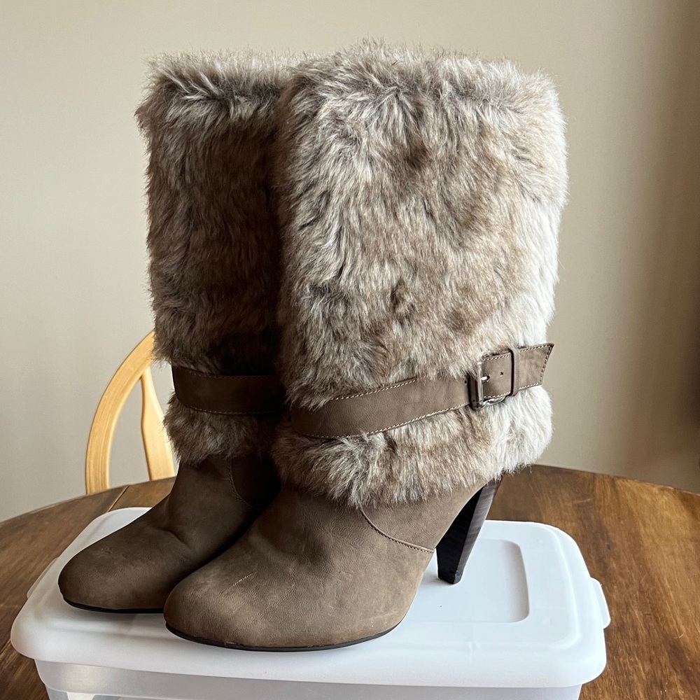 Elegant Faux Fur Heeled Boots